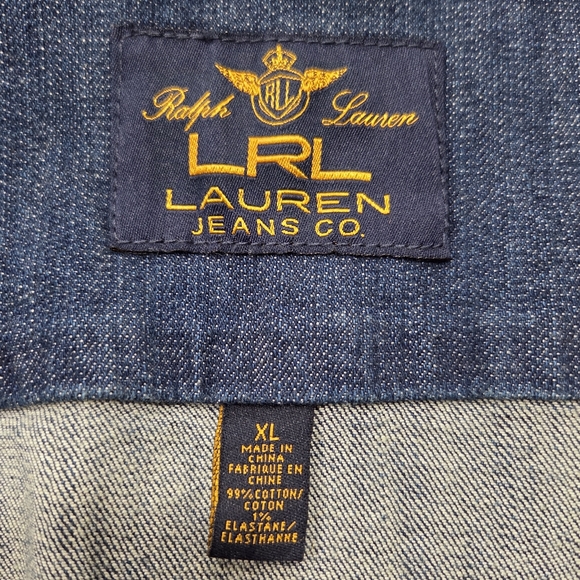 LRL Denim Jacket Pockets Button Front Size XL - Picture 7 of 9